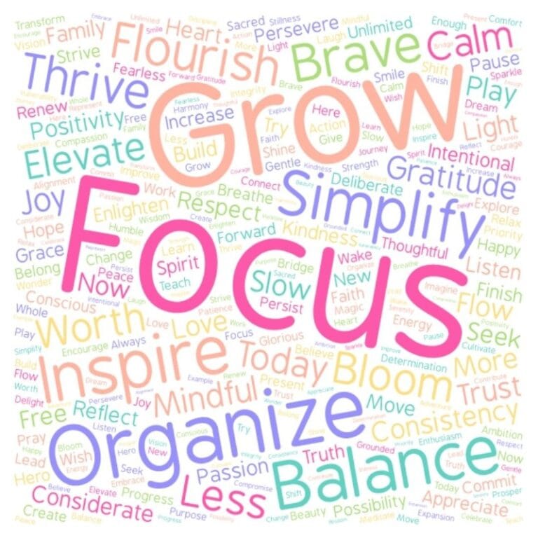 Motivational quote about flourishing, growth, and balance for inspiration.